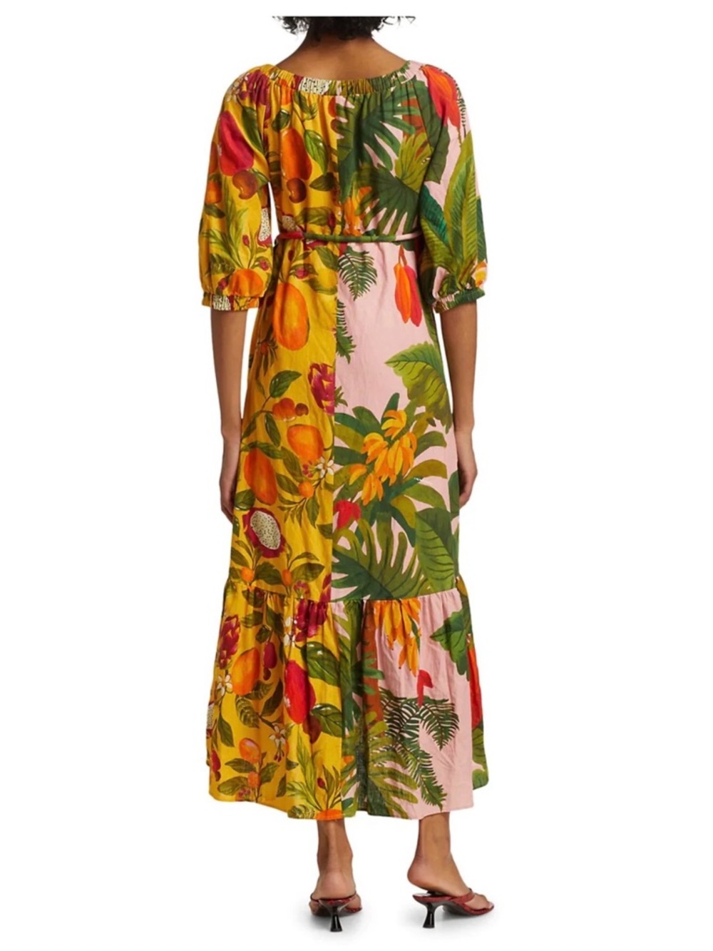 Farm Rio Mixed Prints Linen Blend Wrap Midi Dress – Multi (Size M) - Picture 2 of 10